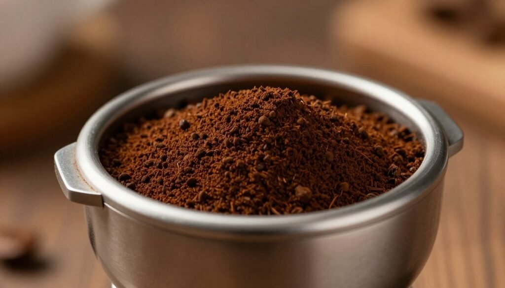 Close-up of a high-quality coffee grinder showing consistent grind texture Close-up of a high-quality coffee grinder showing consistent grind texture
