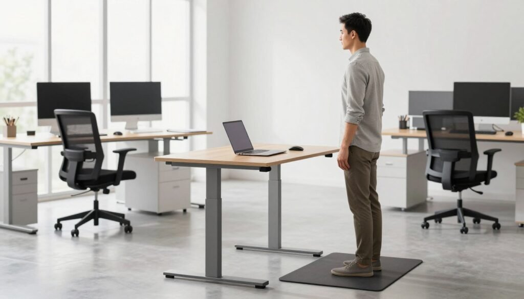 Ergonomic setup for standing desk and office workers Ergonomic setup for standing desk and office workers
