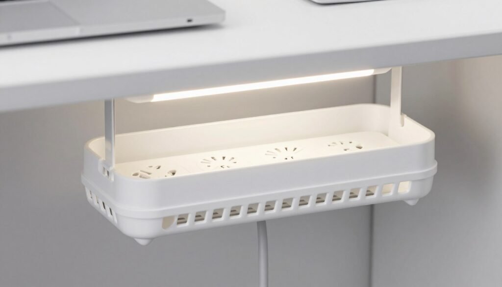 PVC plastic under desk cable management tray