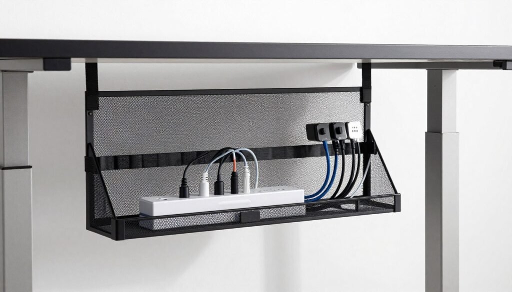 Stand Desk cable management tray
