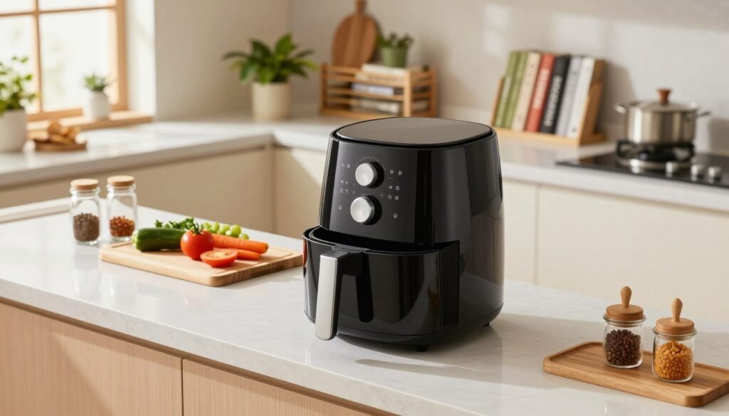 compact kitchen air fryer space