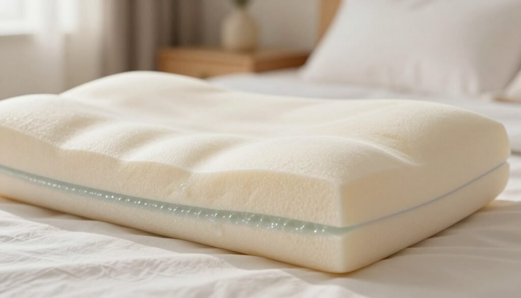 cooling pillow materials showing memory foam and gel layers
