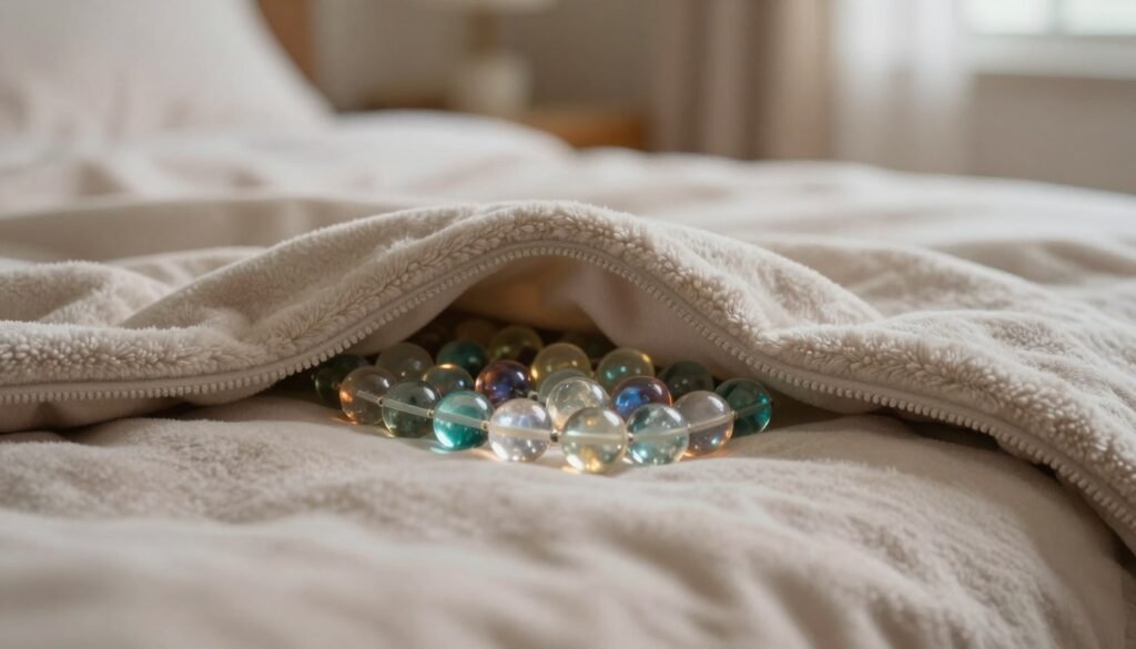 glass beads inside a weighted blanket