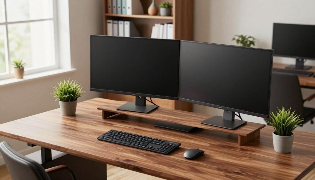 organized office desk setup